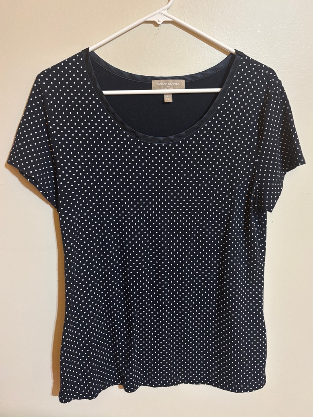 Banana Republic Navy Tee with White Polka Dots